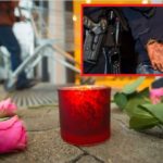 Blumen und Kerzen vor dem Tatort in Kandel (kleines Bild: Symbolfoto).