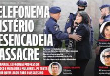 Ausschnitt aus der portugisieschen Zeitung "Correio da Manhá" vom 29.3.2023. Unten im Bild der Täter, rechts die beiden weiblichen Opfer.