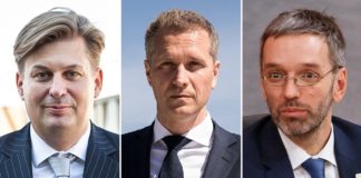 Ähnlich wie die AfD-Spitzenpolitiker Maximilian Krah (l.) und Petr Bystron (Bildmitte) in Deutschland wird jetzt auch Österreichs FPÖ-Chef Herbert Kickl als „Volksverräter“ verunglimpft.