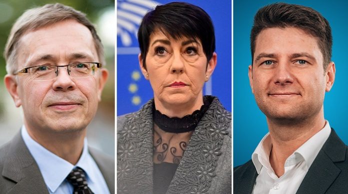 Welche Rolle spielten Prof. Hans Neuhoff (l.), Christine Anderson und René Aust beim Plan, Maximilian Krah einen Tag nach der EU-Wahl aus der AfD-Delegation zu schmeißen?