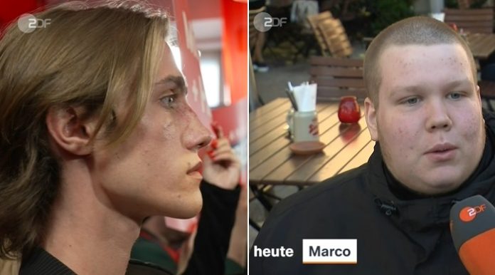 Bildersprache des ZDF bei der Berichterstattung zur Österreichwahl: Links ein gut aussehender junger Mann bei der SPÖ-Wahlparty, rechts Marco, Anhänger der FPÖ, mit kurz geschorenem Haar.