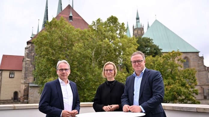 Brüchiges Bündnis: Georg Maier (SPD), Katja Wolf (BSW) und Mario Voigt (CDU).