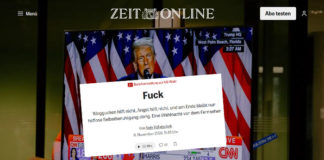 Die einst zumindest von der Sprache angesehene ZEIT titelt bei einem Artikel über den US-Wahlsieg von Donald Trump im taz-Gossenstil "Fuck".