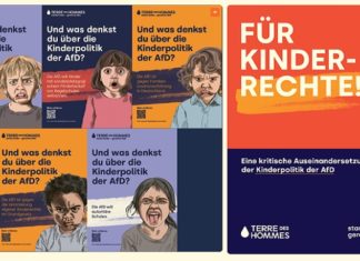 "Terres des Hommes" macht auf ihrer Webseite mit Plakaten, Boschüren und Sharepics gegen die AfD mobil.