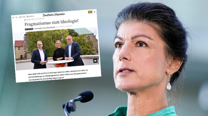 Die Thüringer Wahlverlierer Mario Voigt (CDU), Georg Maier (SPD) und Katja Wolf (BDS) haben in der FAZ einen gemeinsamen Gastbeitrag geschrieben, der als eine offene Provokation gegen Sahra Wagenknecht zu werten ist.