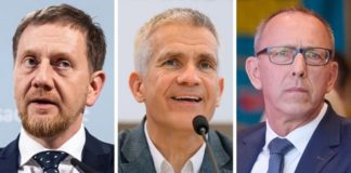 Warum ignoriert AfD-Kandidat Jörg Urban (r.) das Angebot des fraktionslosen Abgeordneten Michael Berger (Bildmitte), CDU-Amtsinhaber Michael Kretschmer zu stürzen?