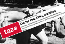 Die taz will mittels des schulischen Sportunterrichts die Kinder endlich kriegstüchtig machen und illustriert das mit einem Foto aus der traditionsreichen Klassenkampfzeit um 1932.