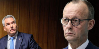 Nichts aus dem ÖVP-Desaster gelernt: Friedrich Merz scheint auf den Spuren des zurückgetretenen Wahlverlierers Karl Nehammer (l.) zu wandeln.