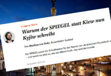 Auch der SPIEGEL hat im Oktober letzten Jahres entschieden, statt Kiew nur noch Kyjiw zu schreiben.