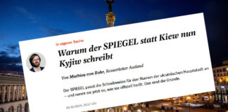 Auch der SPIEGEL hat im Oktober letzten Jahres entschieden, statt Kiew nur noch Kyjiw zu schreiben.