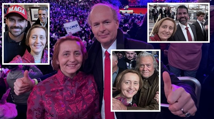 Mittendrin statt nur dabei: Die AfD-Bundestagsabgeordnete Beatrix von Storch (und ihr Ehemann Sven) am Sonntag auf der Trump-Rally in der Capital One Arena in Washington mit Eduardo Bolsonaro, Donald Trump Jr. und Steve Bannon.