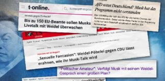 Der für heute Abend angekündigte X-Space zwischen Musk und Weidel sorgt bereits jetzt für Hysterie bei den Systemvertretern. So hat die EU angekündigt, das Gespräch mit 150 Beamten überwachen zu wollen (Quelle: AUF1).