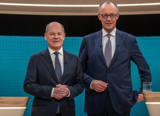 Merz und Scholz giften in den TV-"Duellen" einträchtig gegen die neue US-Politik und wollen ausgerechnet mit den Pleitemächten Frankreich und Kleinbritannien das wackelnde Regime in Kiew bis zum „Endsieg“ mit Granaten und Milliarden unterstützen.