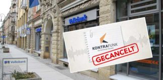 Das deutsche Konto des Kontrafunks bei der Volksbank Pirna wurde ohne Begründung gekündigt.