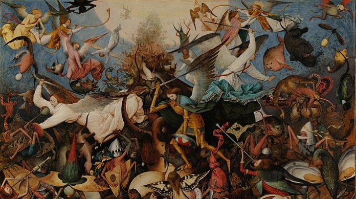 Schon in wenigen Wochen könnte es möglich sein zu wissen, was den unaufhaltsamen Niedergang des „Brandmauer“-Parteienkartells der Berliner Republik den letzten Stoß in den Abgrund geben wird (Pieter Bruegel der Ältere: Sturz der gefallenen Engel, Gemälde von 1562).