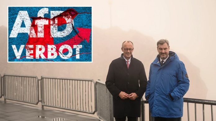 Merken nicht, dass sie auf einem Pulverfass sitzen: Friedrich Merz und Markus Söder am Dienstag auf der Zugspitze.