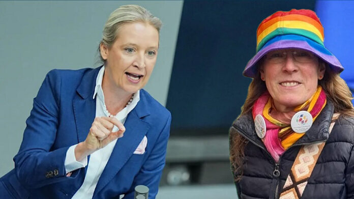 Als Alice Weidel am Donnerstag im Bundestag die Fälle aus Nürnberg schildert, bei denen Migranten Minderjährige mit Drogen und Gewalt zur Prostitution zwingen, entfährt der Linken-Politikerin Katrin Fey (r., Fotomontage) ein lautes Lachen.